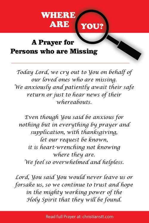 Prayer For Safe Return Of A Missing Person