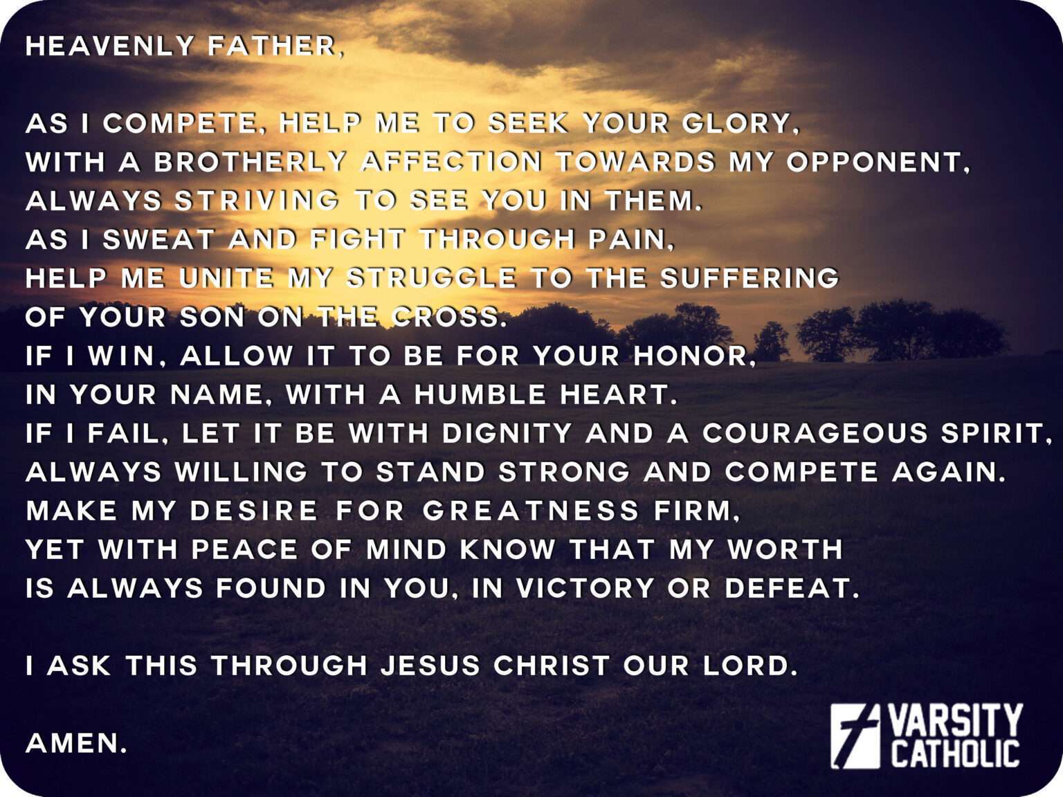 Catholic Prayer For Athletes