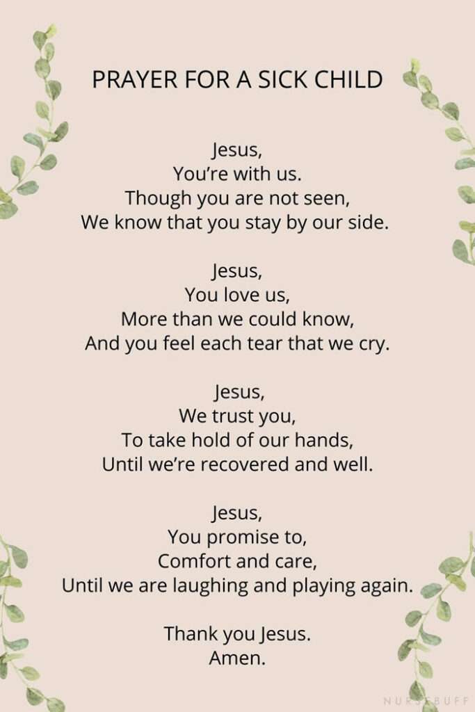 Catholic Prayer For The Sick Child