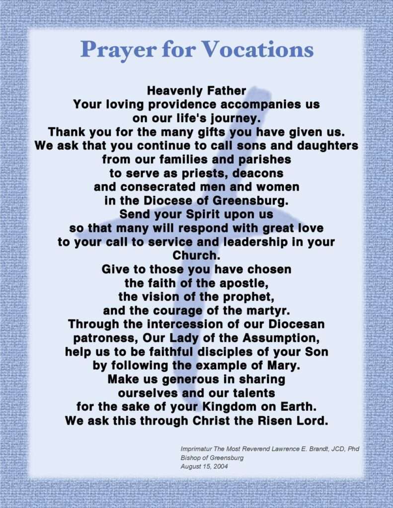 Catholic Prayer For Vocation